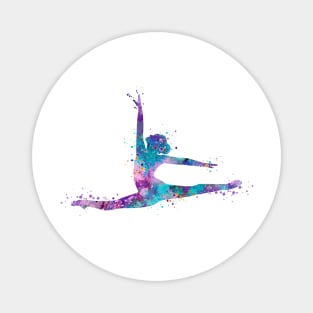 Girl Gymnastics Twine Watercolor Silhouette Magnet